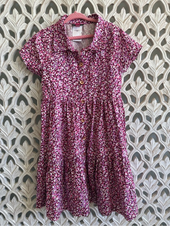 Vince Camuto Other - Vince Camuto Girls Floral Shirt Dress Size 7 Pink Purple Button Front